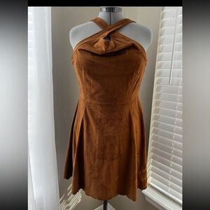 Elegant Brown Halter Dress